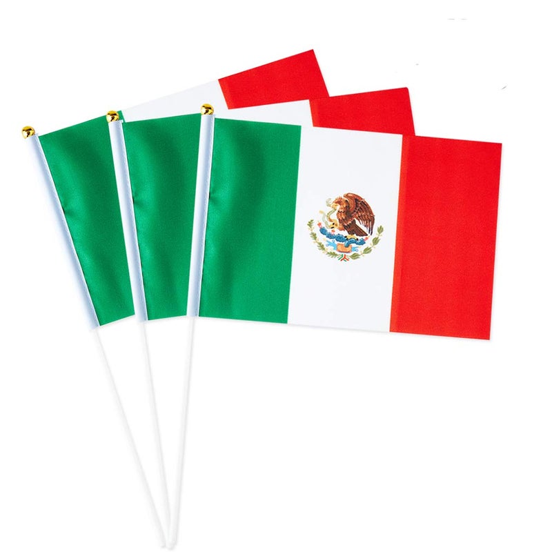 mflagperft Mexico Flag Mexican Flag, Small Mini Handheld Mexico Flags on Stick, Ideal for Party Parades Sports Events Patriotic Festival Decorations - Image 1